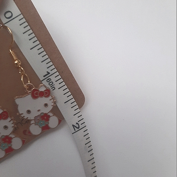 Hello Kitty Earrings White Red Kitty Cat Pink Birthday Cake ss Earwires NEW - Picture 3 of 10